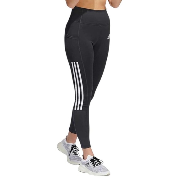 adidas Pants - Adidas Climalite Black Leggings with White Stripes Medium